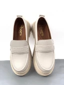 Basskan Bej Poxy Cilt Poli Ortopedik Konfor Taban Oxford Makosen Yüksek Taban Ayakkabı thumbnail 2