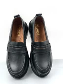 Basskan Siyah Poxy Cilt Poli Ortopedik Konfor Taban Oxford Makosen Yüksek Taban Ayakkabı thumbnail 2