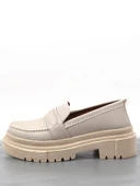 Basskan Bej Poxy Cilt Poli Ortopedik Konfor Taban Oxford Makosen Yüksek Taban Ayakkabı thumbnail 1