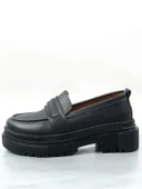 Basskan Siyah Poxy Cilt Poli Ortopedik Konfor Taban Oxford Makosen Yüksek Taban Ayakkabı thumbnail 1