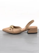 Basskan Bere Nut Tokalı Sivri Burun Sandalet Terlik Alçak Topuk thumbnail 1