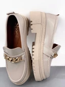 Basskan Bej Doxy Rugan Poli Ortopedik Konfor Taban Zincirli Oxford Makosen Yüksek Taban Ayakkabı thumbnail 3