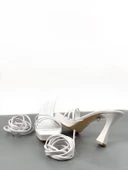 Basskan Beyaz Fonn Platform Topuklu Bilekten Sarmalı Biyeli Ayakkabı thumbnail 3