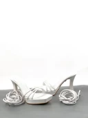 Basskan Beyaz Fonn Platform Topuklu Bilekten Sarmalı Biyeli Ayakkabı thumbnail 2