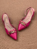 Basskan Bere Fuşya Tokalı Sivri Burun Sandalet Terlik Alçak Topuk thumbnail 3