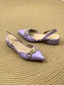 Basskan Bere Lila Tokalı Sivri Burun Sandalet Terlik Alçak Topuk thumbnail 3