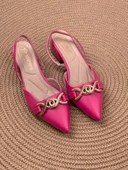 Basskan Bere Fuşya Tokalı Sivri Burun Sandalet Terlik Alçak Topuk thumbnail 2