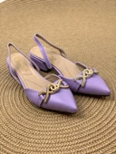 Basskan Bere Lila Tokalı Sivri Burun Sandalet Terlik Alçak Topuk thumbnail 1