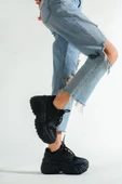 BASSKAN BAYAN SİYAH YÜKSEK TABAN SNEAKER SPOR AYAKKABI SP150 thumbnail 3