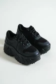 BASSKAN BAYAN SİYAH YÜKSEK TABAN SNEAKER SPOR AYAKKABI SP150 thumbnail 1