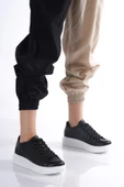 BAYAN SİYAH KAPİTONE DETAYLI SNEAKER - 2