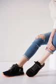 BAYAN SİYAH TURUNCU FİLE VE BAĞCIK DETAYLI SNEAKER GÜNLÜK SPOR AYAKKABI KECSP130 thumbnail 2