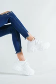 BASSKAN BAYAN BEYAZ YÜKSEK TABAN SNEAKER SPOR AYAKKABI SP150 - 2