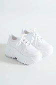BASSKAN BAYAN BEYAZ YÜKSEK TABAN SNEAKER SPOR AYAKKABI SP150 - 1