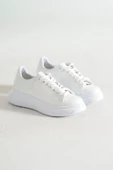BAYAN BEYAZ BAĞCIKLI ALÇAK DOLGU TABAN SNEAKER GÜNLÜK SPOR AYAKKABI KECSP127 thumbnail 1