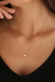 Beyaz Zirkon Taşlı Küçük Yıldız Gümüş Kolye - 1