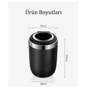 Üniversal Mavi Led Işıklı Yanmaz Koku Geçirmez Lüx Oto Küllük Dumansız Kapaklı Spor Araç İçi Küllük Araba Küllüğü Siyah - 4