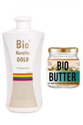 Bio Keratin Gold  Brezilya Fönü Keratini 700 ML. + Bio Butter Saç Butterı 210 ML. - 1