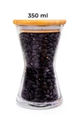 Bambum  Time - 12li Vakumlu Bambu Kapaklı Cam Baharatlık Saklama Kabı 350 ml - 3