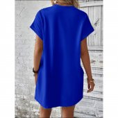 Kadın Duble Kol Cep Detaylı Salaş Elbise - 2