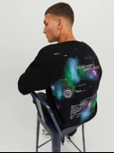 JACK JONES Erkek Ön Arka Baskılı Bisiklet Yaka Sweatshirt 12242181 - 6