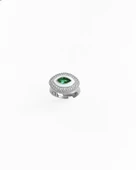 Beyaz Mineli Ortası Yeşil Taş Göz Gümüş Yüzük - 4