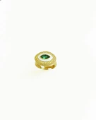 Beyaz Mineli Ortası Yeşil Taş Göz Gümüş Yüzük - 3