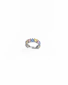 Renkli Taşlı Kalpli Gümüş Yüzük thumbnail 4