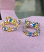 Renkli Taşlı Kalpli Gümüş Yüzük thumbnail 5