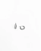 Büyük Beyaz Taşlı Halka Gümüş Küpe - 4