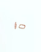 Tek Sıra Taşlı Kare Gümüş Küpe - 2