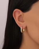 Tek Sıra Taşlı Kare Gümüş Küpe - 1