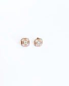 Beyaz Taşlı Kare Gümüş Küpe - 2