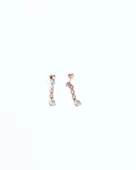 Beyaz Damla Taş Sallantılı Gümüş Küpe - 2