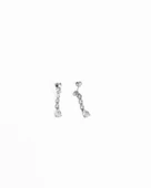 Beyaz Damla Taş Sallantılı Gümüş Küpe - 4