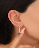 Renkli Damla Taş Sallantılı Gümüş Küpe thumbnail 1