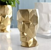 Saksı DeposuKübik Adam Yüz Heykel Saksı (Küçük, Gold, Altın) - 2