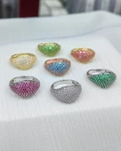 Beyaz Taşlı Gümüş Serçe Parmak Yüzüğü - 2