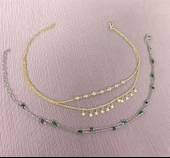 İki Sıra Gümüş Taşlı ve Yıldızlı Halhal - 6