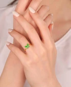 Zümrüt Yeşili Renkli Taşlı Kelebek Gümüş Yüzük thumbnail 5