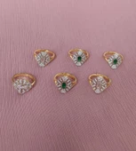 Çift Renkli Ortası Yeşil Baget Taşlı Gümüş Yüzük - 2