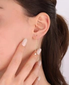 Zincirli Tek Taşlı Gümüş Küpe - 1