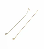 Zincirli Tek Taşlı Gümüş Küpe - 3