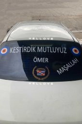 Sünnet Arabası Yazısı Süsleme Komik Yazı Nazar Boncuklu Maşallah İsim ve Yazılı Özel Etiket - 1