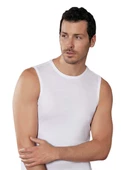 Şahinler E024 Erkek %100 Pamuk Ribana Sporcu 0- Kol Atlet  Beyaz XL - 1