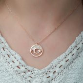 925 Ayar Gümüş Rose Ay Yıldız Kadın Gümüş Kolye thumbnail 2