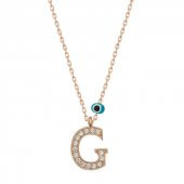 925 Ayar Gümüş Nazar Rose G Harfi Kadın Gümüş Kolye thumbnail 1