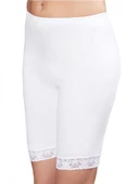 Şahinler MB005 Kadın Büyük Beden Boru Paçalı Ribana Külot  Beyaz 3XL - 1