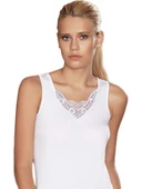 Şahinler MB011 Kadın Büyük Beden Motifli Askılı Atlet  Beyaz 3XL - 1