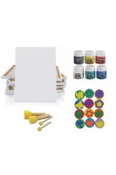 çocuklar için 25X35 tuval + parmak boyası seti ( pon pon fırça lı , baskı kalıplı ) - 1